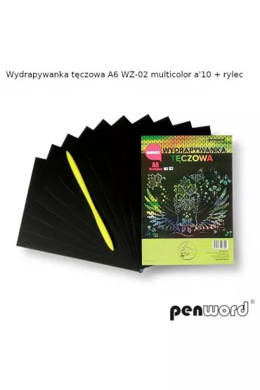 Wydrapywanka t�czowa A6 10 arkuszy WZ-02 multikolor + rylec Polsirhurt
