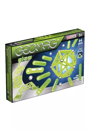 Geomag Glow. Klocki magnetyczne. 64 elementy
