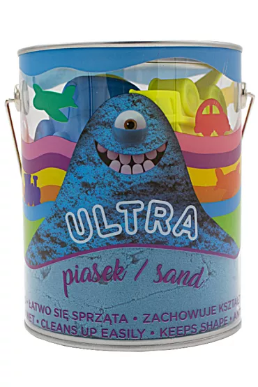 Ultra Piasek - puszka 900g niebieski + 4 du�e foremki Pojazdy + 2 narz�dzia Epee