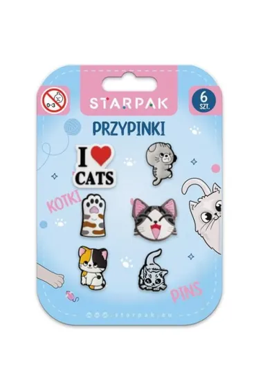 Przypinka gumowa pins op. 6 szt. Kotki STARPAK 583613