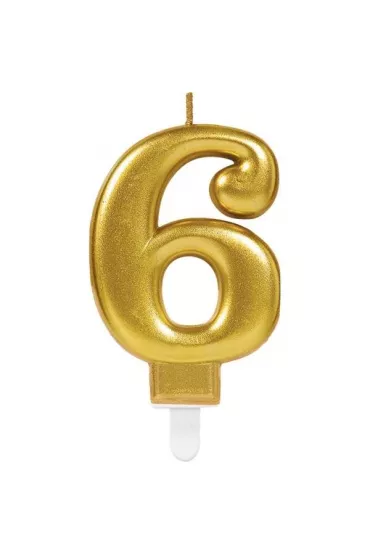 Amscan �wieczka cyferka 6 Sparkling Celebrations z�ota