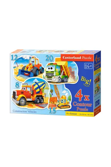 Puzzle maxi 4w1 - Pojazdy budowlane (8+12+15+20 el.) Castorland