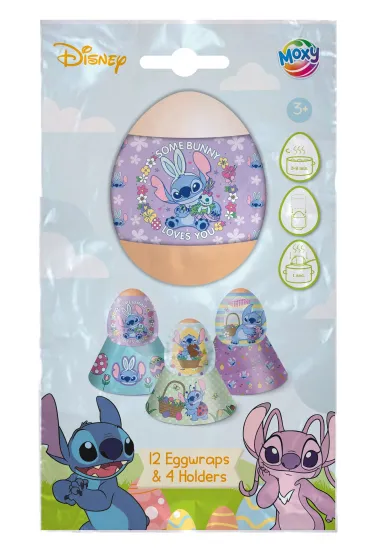 Grafix Ozdoba owijka foliowa na jajka Stitch 12szt  4podstawki Wielkanoc ANTELLA 173825