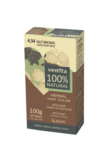 Venita Herbal Hair Color zio�owa farba do w�os�w 4.34 Orzechowy Br�z 100 g