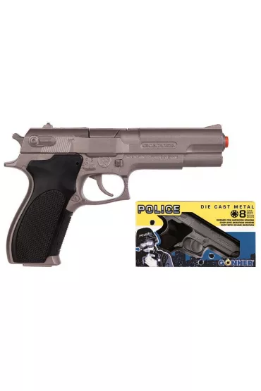 Metalowy pistolet policyjny 8 naboi Gonher