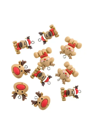 dpCraft Zawieszki polimerowe 3D - Jolly reindeers 10 szt
