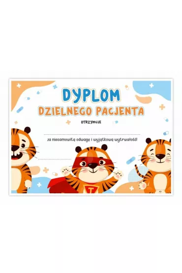 LearnHow Dyplom A5 dzielnego pacjenta - Tygrys (10 szt)