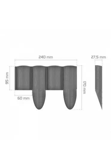 Cellfast Palisada ogrodowa 4 Eco grafitowa 9,5 cm x 2,4 m