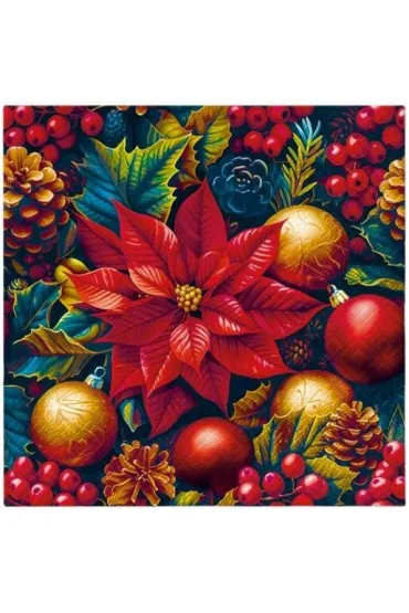 Paw Serwetka Lunch Decor Poinsettia Charm 33x33 20 szt.