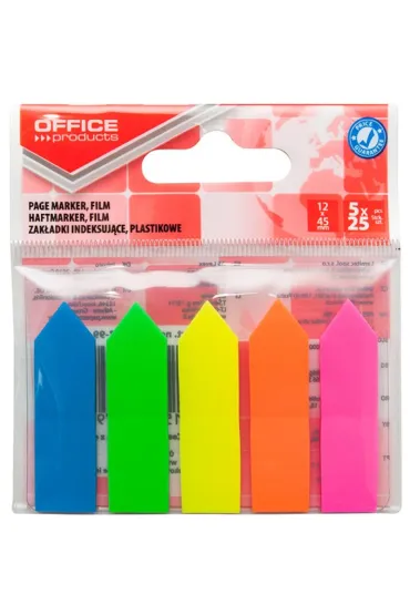 Zak�adki indeksuj�ce Office Products strza�ka PP 12x45mm mix kolor�w