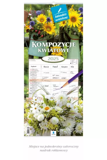 Kalendarz 13 planszowy 2/3A3 notatnikowy Kwiaty LUCRUM WN02 - X