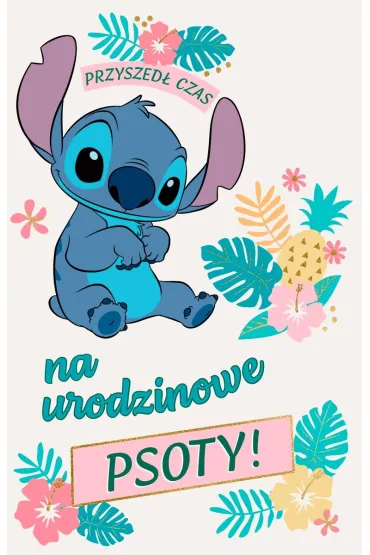 Kukartka Karnet Urodziny Stich, naklejane cyfry (11x17cm) DHS-028