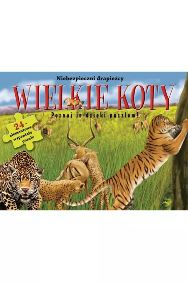 Puzzle 24 el. Wielkie koty. Niebezpieczni drapie�nicy Wydawnictwo Olesiejuk