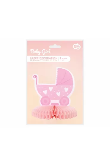 Godan Dekoracja papierowa B&G na st� Baby Girl - w�zek 16 cm