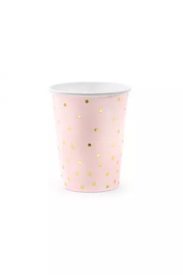 PartyDeco Kubeczki Kropki jasnor�owe 260ml 6 szt.