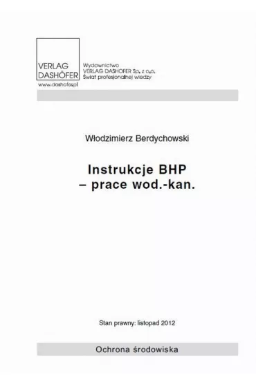 eBook Instrukcje BHP - prace wod.- kan. pdf - W�odzimierz Berdychowski