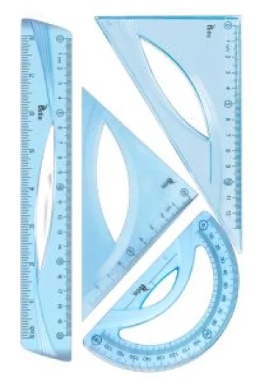 Tetis Zestaw geometryczny niebieski linijka 20cm