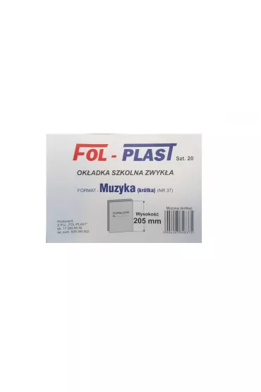 Fol-Plast Ok�adka na podr�cznik do muzyki kr�tka NR 37 20 szt.