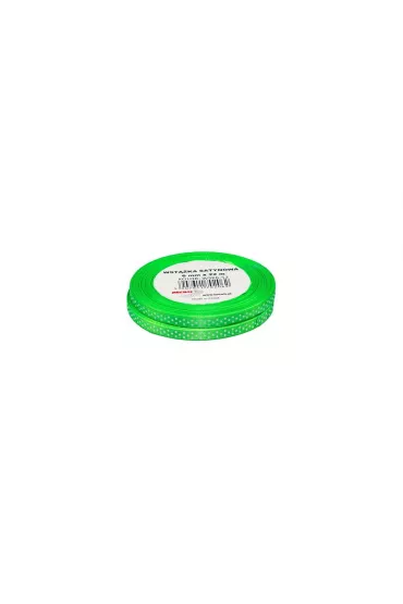 Wst��ka satynowa w kropki zielona 2 x 22m, 6mm