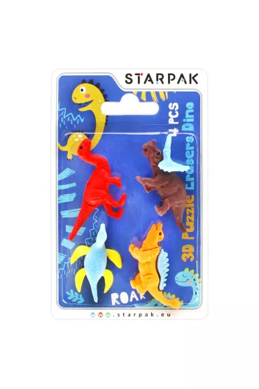 Gumka do mazania 3D puzzle Dino 4 szt Starpak