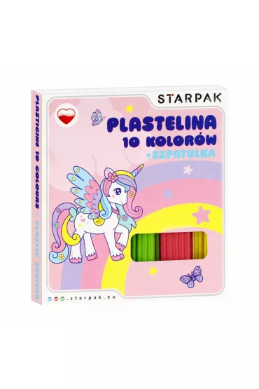 Plastelina 10 kolor�w falista ze szpatu�k� Unicorn STARPAK 536881 10 szt.