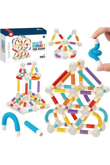 Klocki magnetyczne rurki 100el