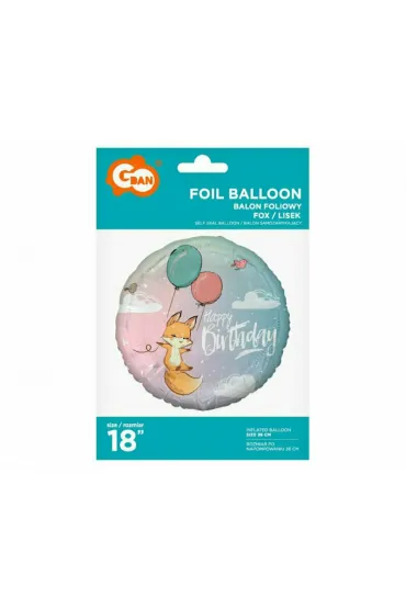 Godan Balon foliowy Lisek Happy Birthday 45cm
