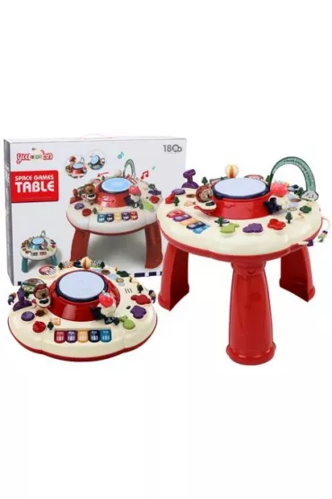 LeanToys Stolik edukacyjny interaktywny pianinko czerwone