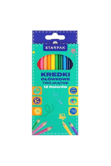 Kredki o��wkowe 12 kolor�w tr�jk�tne STARPAK 580596
