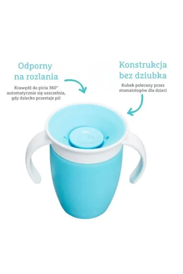 Kubek treningowy z uchwytami Munchkin Miracle 360&deg; 207ml niebieski