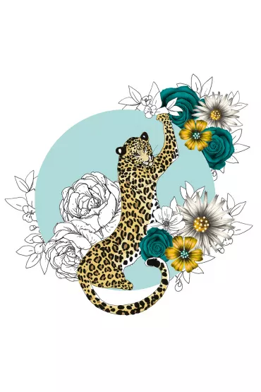 Clear Creations Karnet Swarovski kwadrat CL1424 Gepard kwiaty