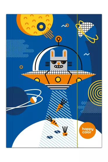 Happy Color Teczka A4 z gumk� Space Kot/Kr�lik Happy