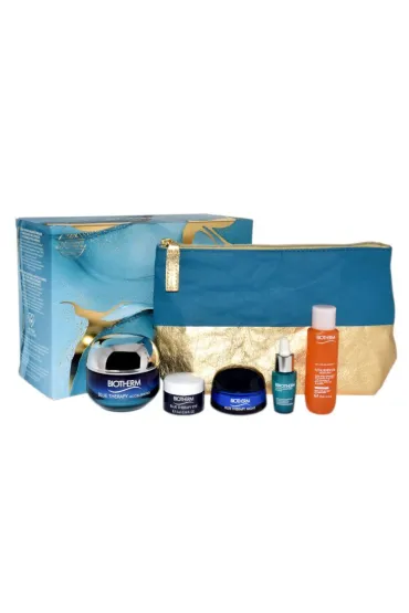 Biotherm Zestaw (Krem do twarzy Blue Therapy Accelerated + Serum Life Plankton Elixir+ Olejek do demakija�u Biosource Total Renew + Krem do twarzy noc + Krem pod oczy + kosmetyczka) 50 ml + 7 ml + 30 ml + 15 ml + 5 ml
