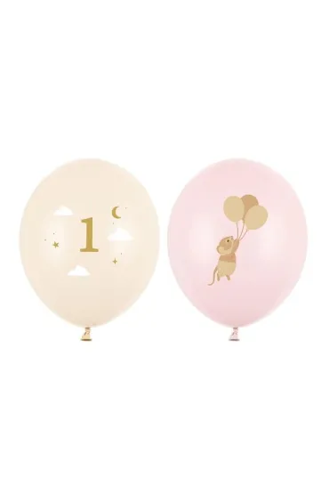 PartyDeco Balony Myszki z cyferk� 1 Pale Pink 30cm 50 szt