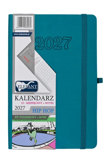 Kalendarz 2027 A5 tygodniowy Hip hop szmaragdowy
