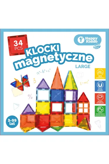 Klocki magnetyczne 34el 18x16x5 Happy Kiddo SMILY PLAY SP85381