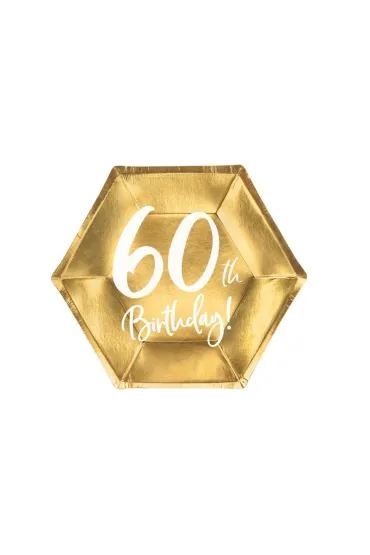 PartyDeco Talerzyki 60th Birthday 20 cm 6 szt.