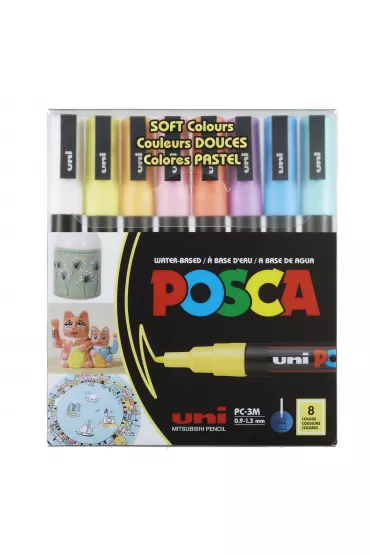 Uni Mitsubishi Pencil Markery PC-3M soft colors pastelowe kolory Posca Uni 8 szt.
