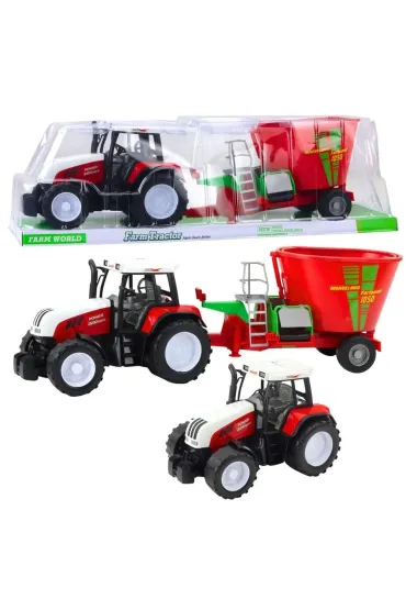 Traktor z przyczep� mieszalnik czerwony 60cm LeanToys