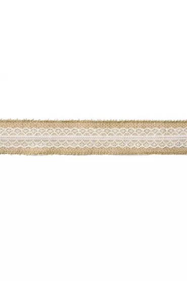 PartyDeco Ta�ma jutowa z koronk� 5x500cm