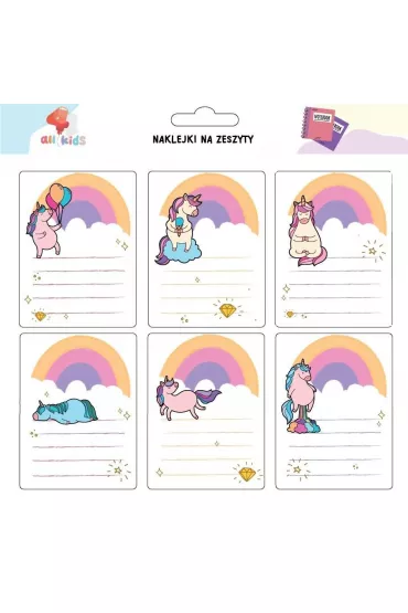 All4Kids Naklejki na szafk� i zeszyt T�czowe jednoro�ce