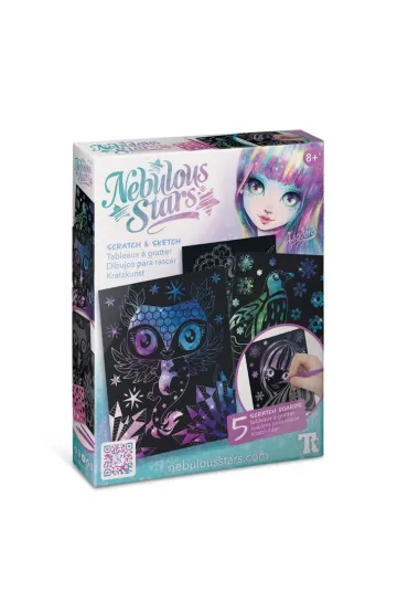 Zdrapywanki 5 szt. z rysikiem i szablonami Isadora Nebulous Stars