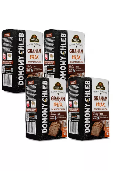 Pzz Mieszanka do wypieku chleba Graham Mix zestaw 4 x 500 g