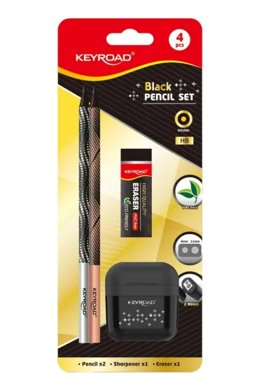 Zestaw szkolny KEYROAD Black Pencil Set czarny blister