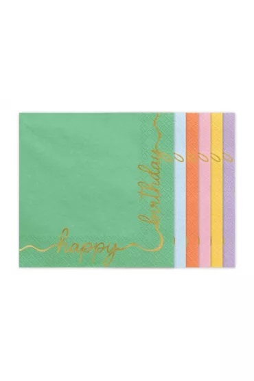 PartyDeco Serwetki Happy Birthday 33x33cm