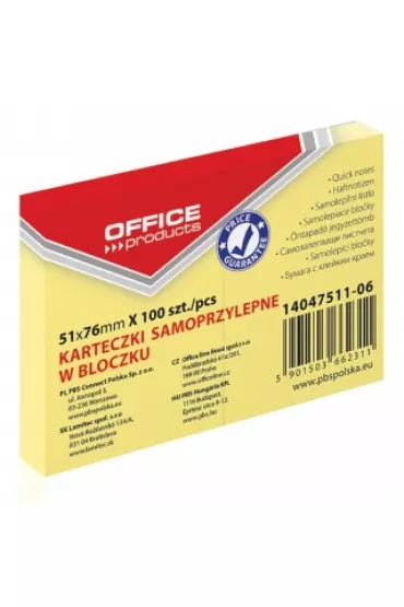 Bloczek samoprzylepny 51x76mm 1x100 karteczek Pastel jasno��ty
