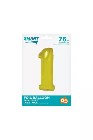 Godan Balon foliowy cyfra 1 z�ota Smart 76cm