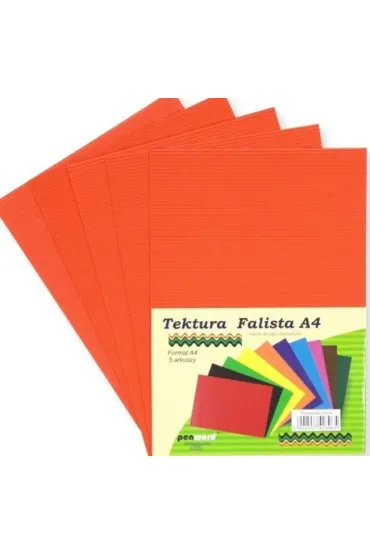 Penword Tektura A4 falista pomara�czowa 5 szt.