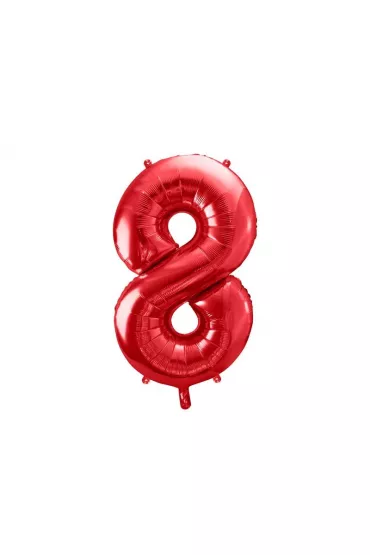 PartyDeco Balon foliowy 8 czerwony 86cm