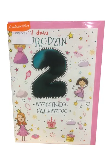 Kukartka Karnet 2 urodziny dziewczynki